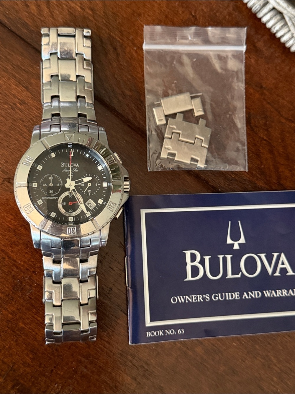 Bulova Silver Stainless Steel Men's Chronograph with Black Dial - Marine Star